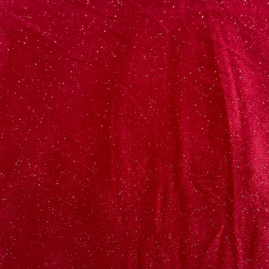 Feldman Red Sparkle Stretch Velvet Fabric